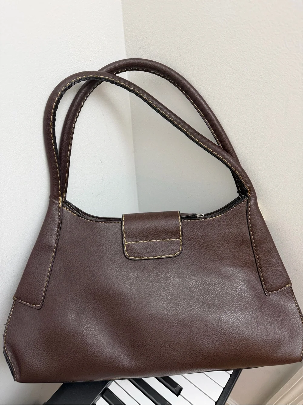 NWT TOSCA Leather Satchel Handbag in Dark Brown